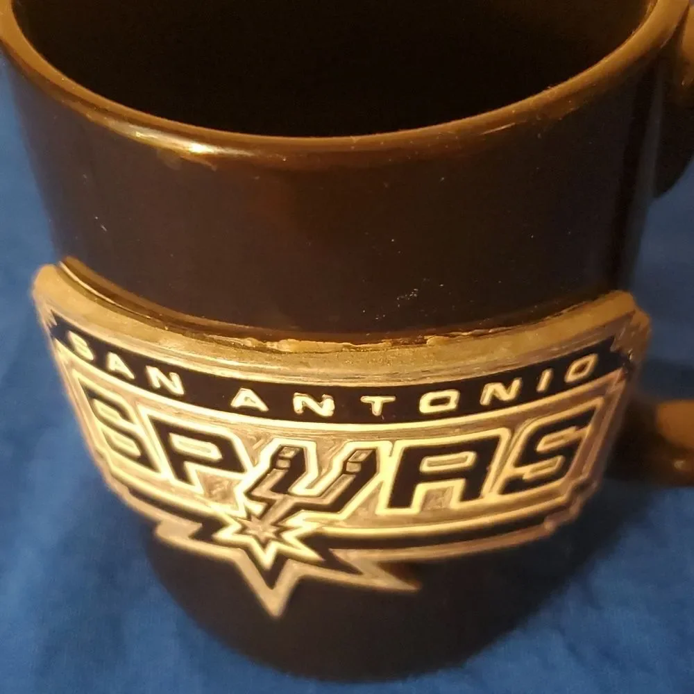 San Antonio Spurs Coffee Mug Set of 2 Black Ceramic Tea Cup 10 oz NBA Fan Gift